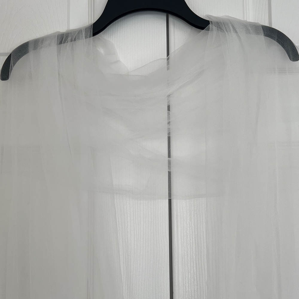 Romantic Sheer Soft Tulle White Shawl Perfect Layering For Wedding Or Prom - Picture 3 of 10